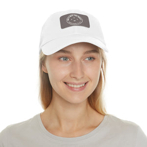 Leather Patch Dad Hat — Vintage Circular Logo "FUM" Cap - Fake it Until you Make It